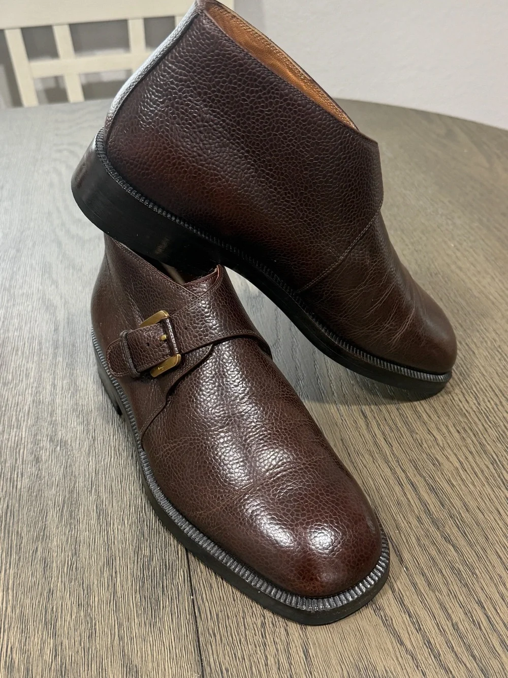 Salvatore Ferragamo Dark Brown Genuine Leather Single Monk Strap Oxfords